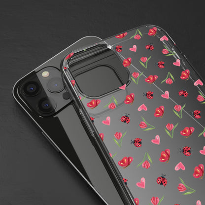 Ladybug and Flowers - Clear Phone Case