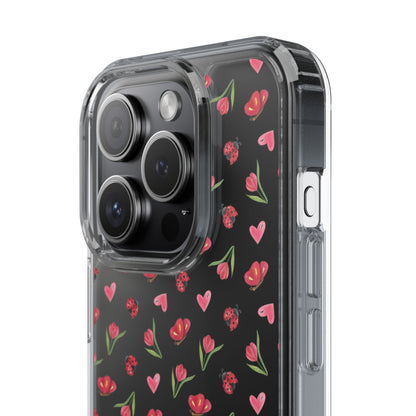 Ladybug and Flowers - Clear Phone Case