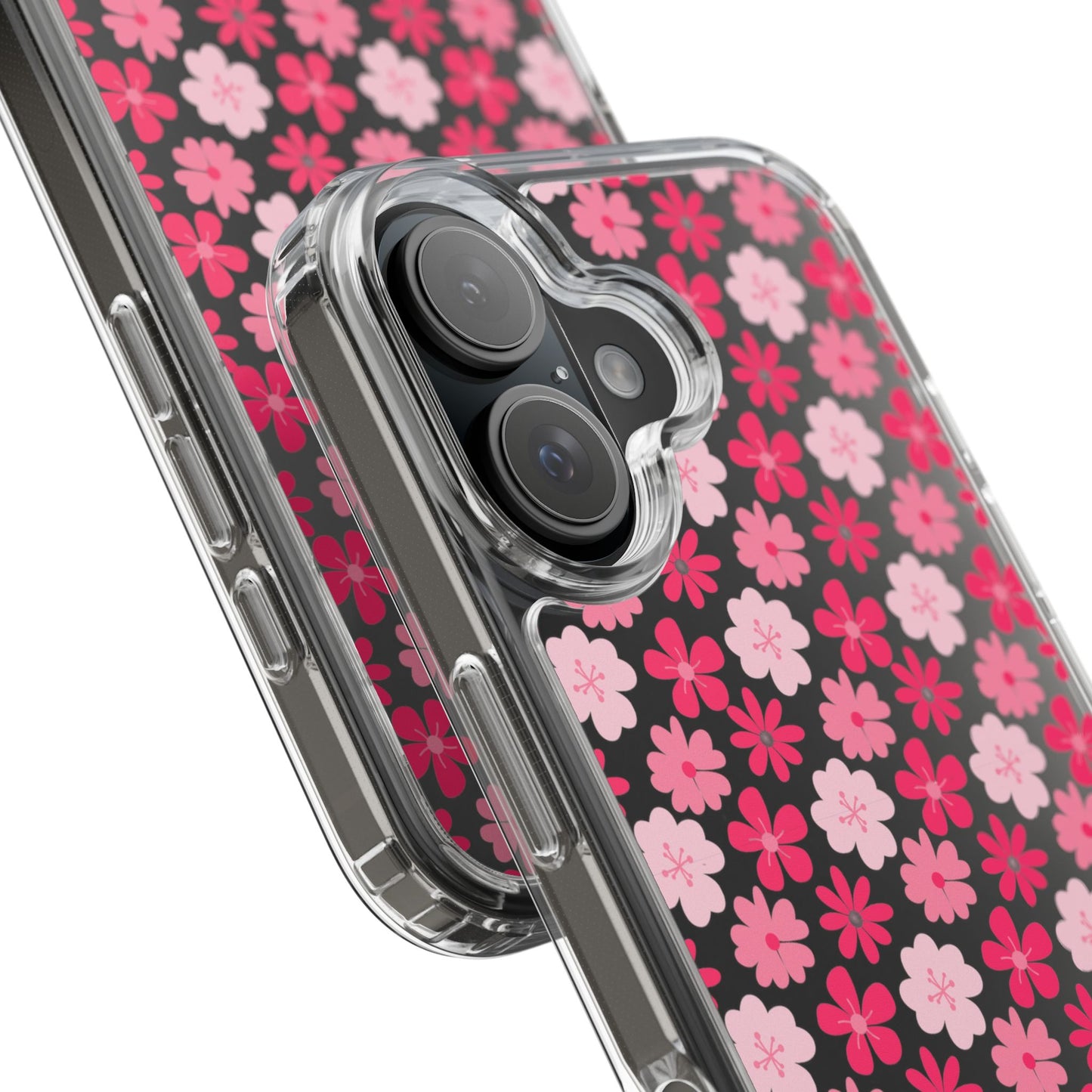 Pink Floral - Clear Phone Case