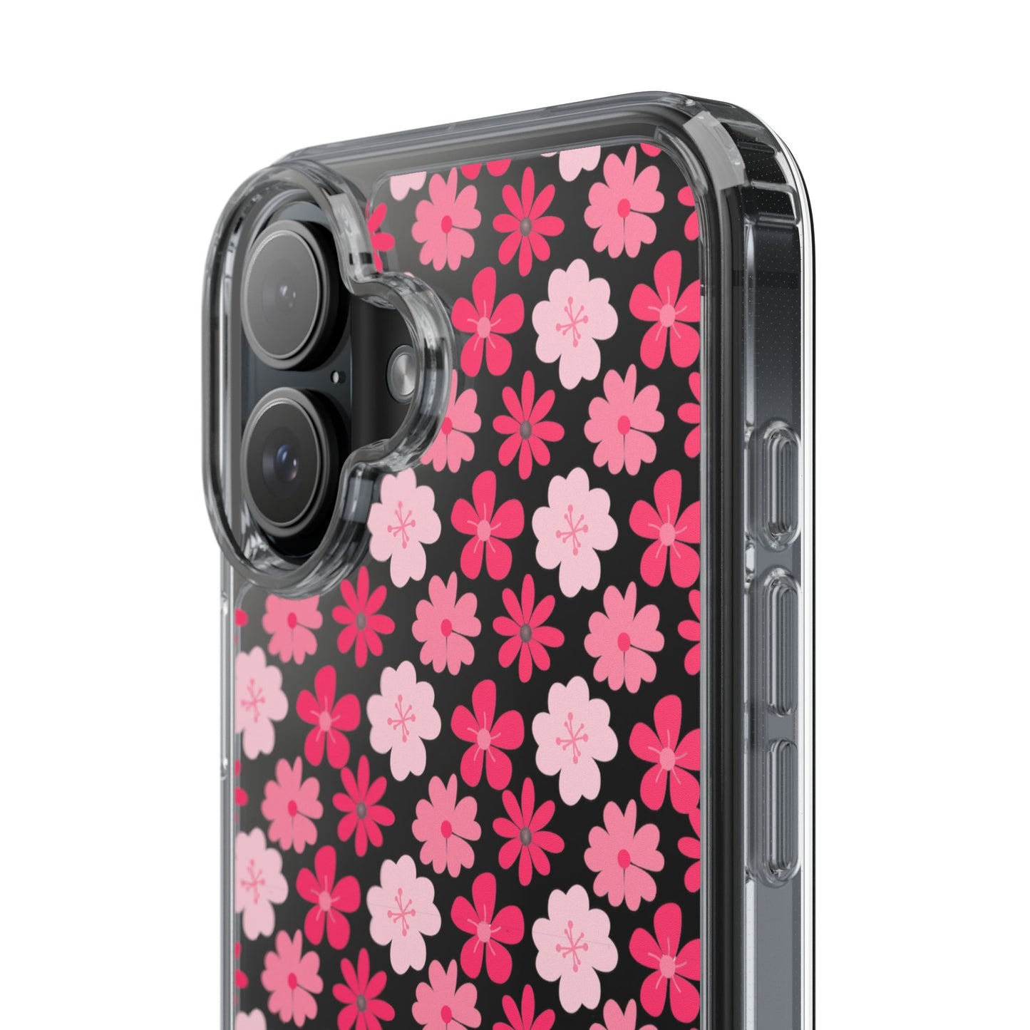 Pink Floral - Clear Phone Case