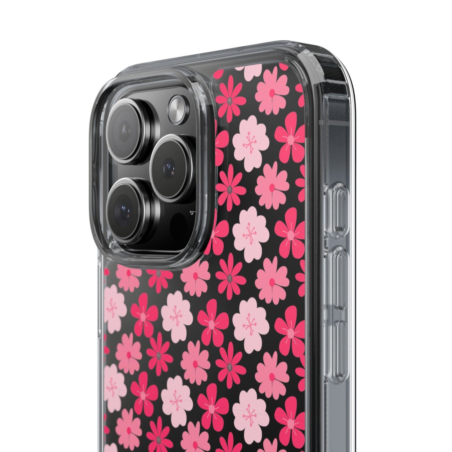 Pink Floral - Clear Phone Case