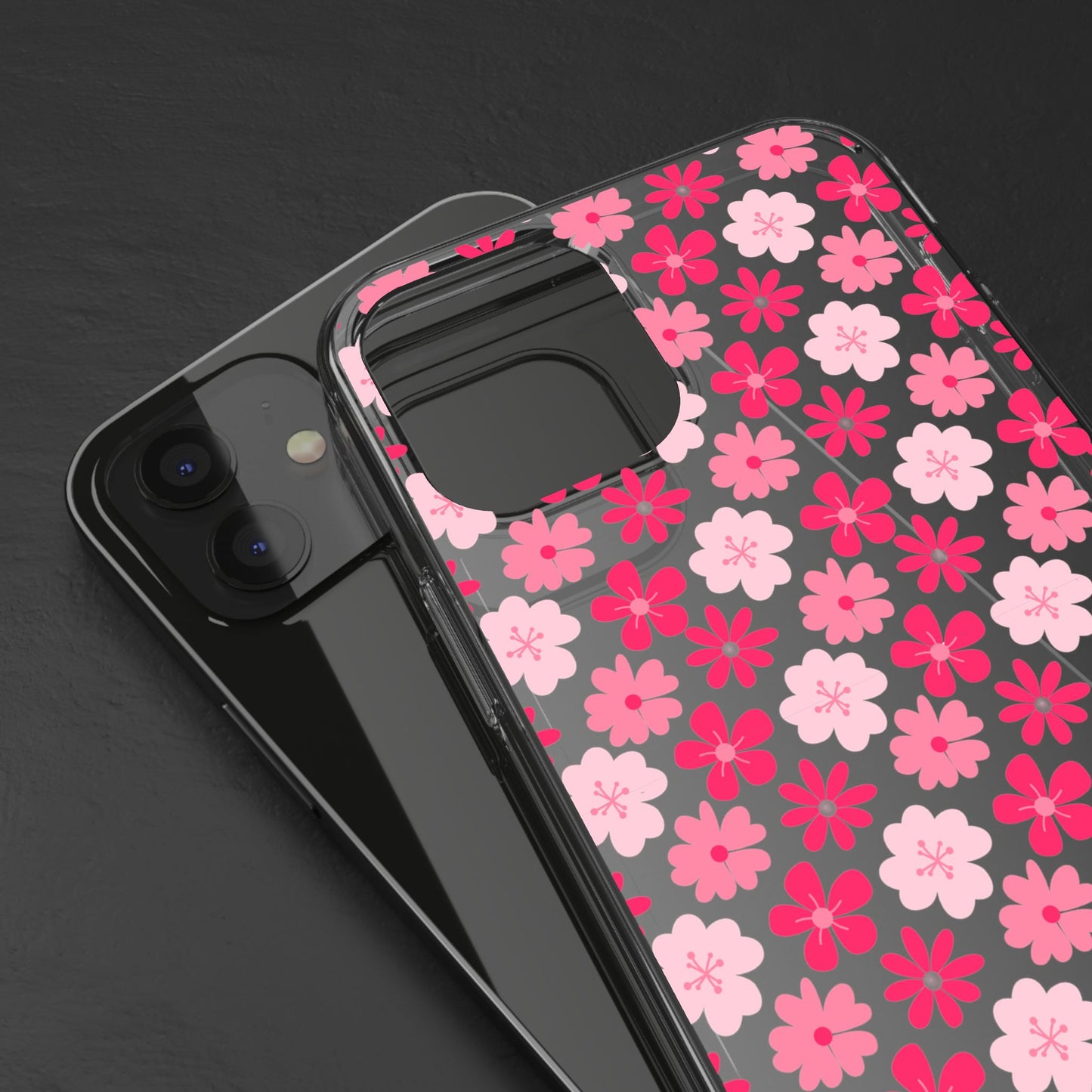 Pink Floral - Clear Phone Case