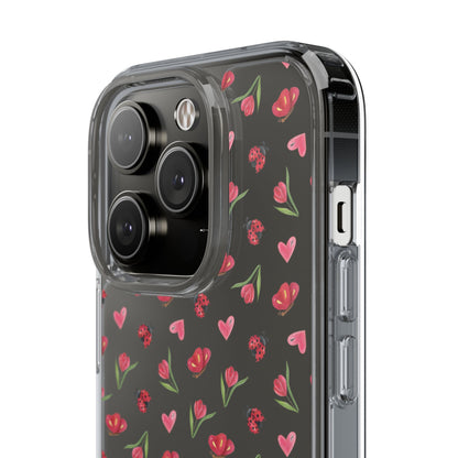 Ladybug and Flowers - Clear Phone Case