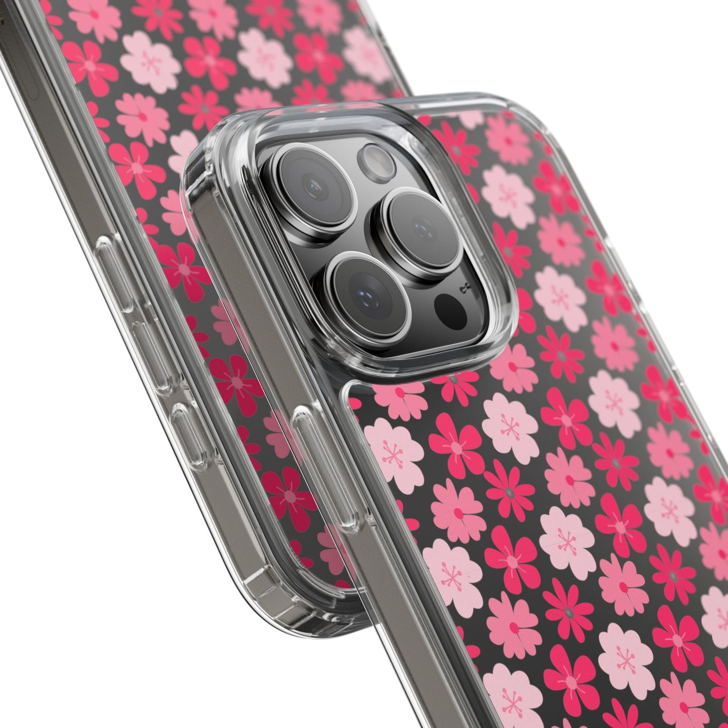 Pink Floral - Clear Phone Case
