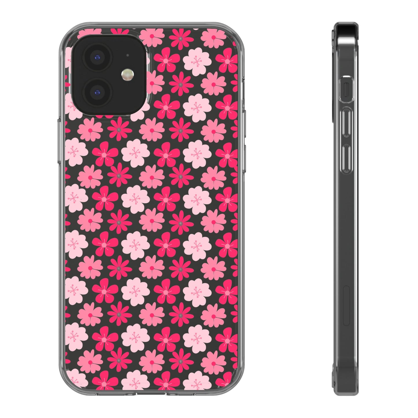 Pink Floral - Clear Phone Case