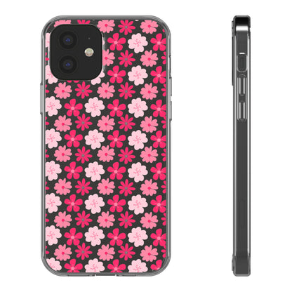Pink Floral - Clear Phone Case