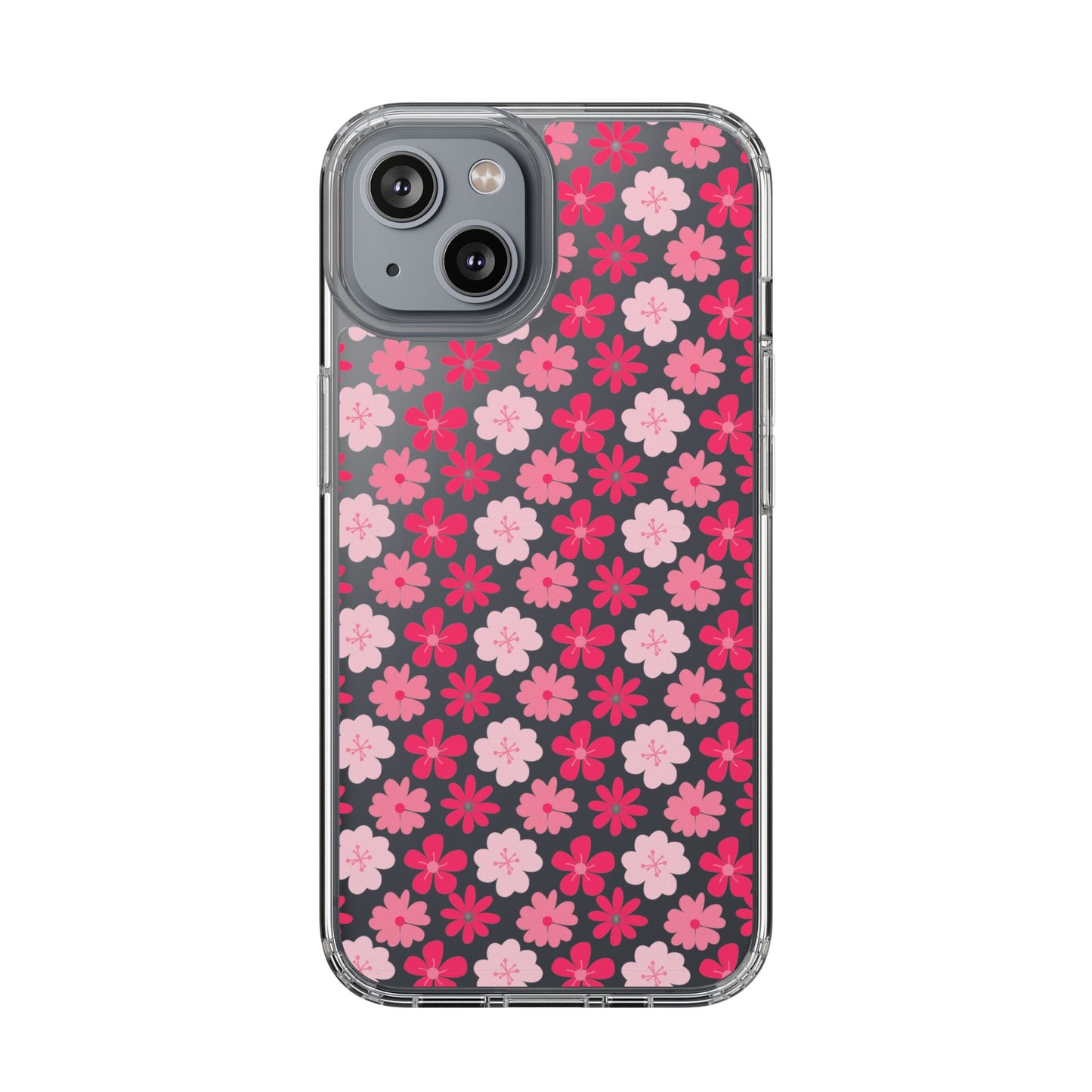 Pink Floral - Clear Phone Case