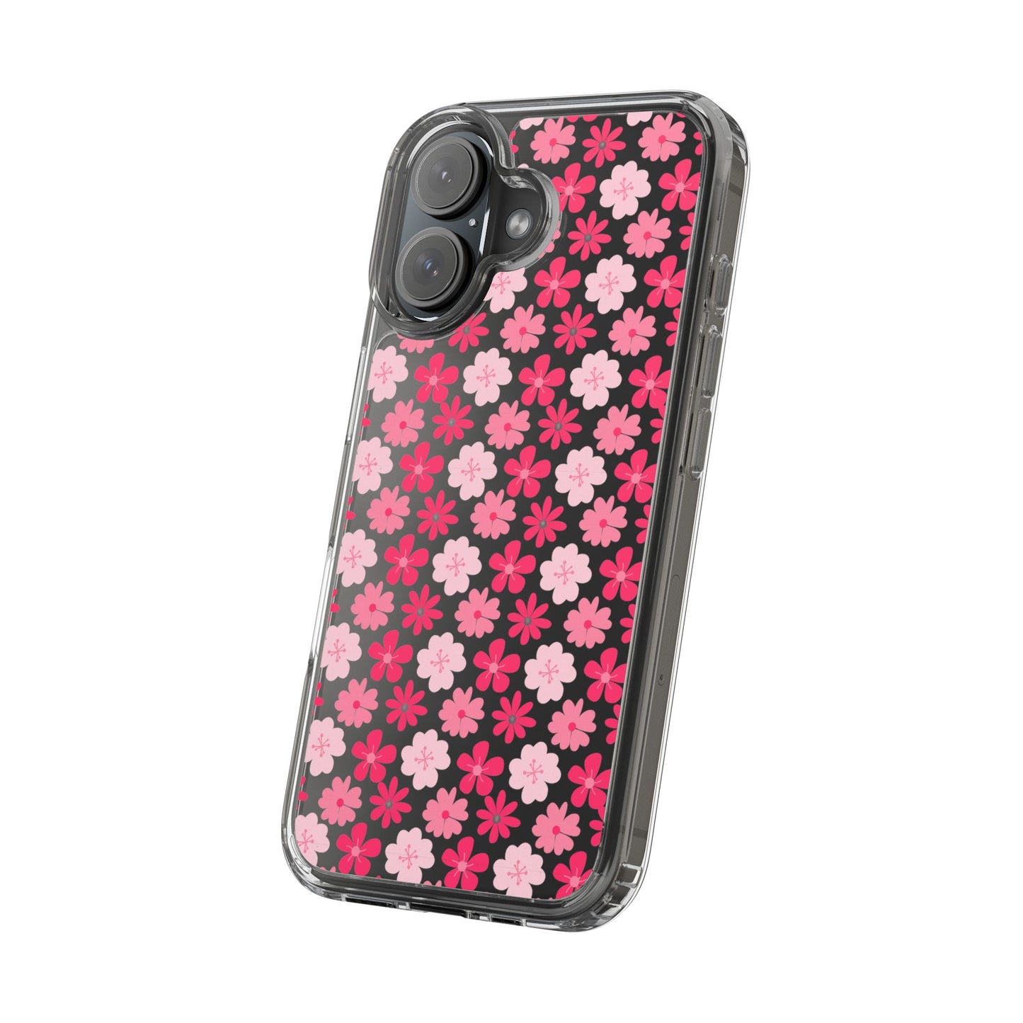 Pink Floral - Clear Phone Case