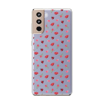 Ladybug and Flowers - Clear Phone Case