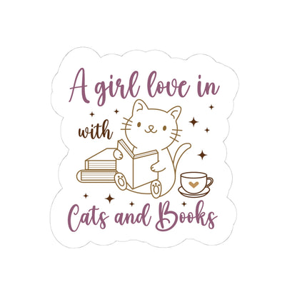 Charming Cat & Books Kiss-Cut Sticker