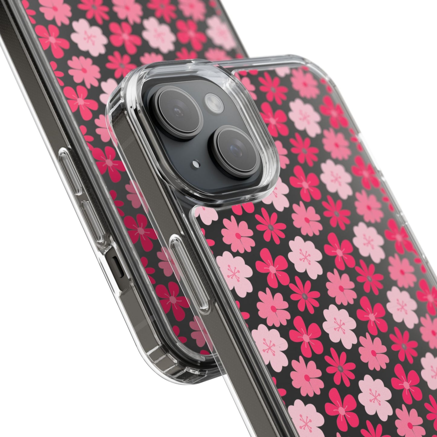 Pink Floral - Clear Phone Case
