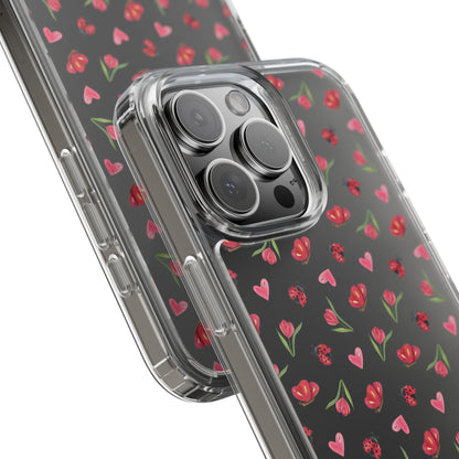 Ladybug and Flowers - Clear Phone Case