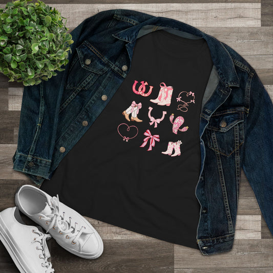Pink Bows and Boots Cotton Tee
