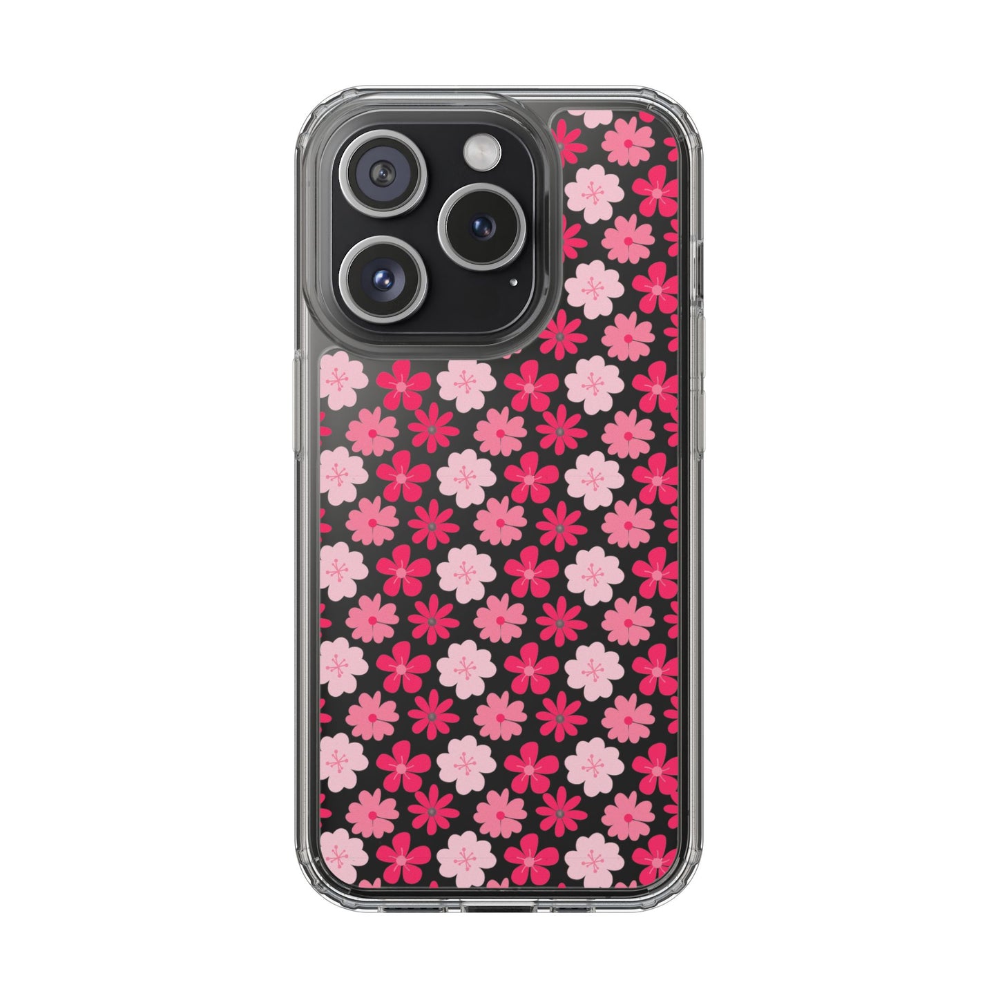 Pink Floral - Clear Phone Case