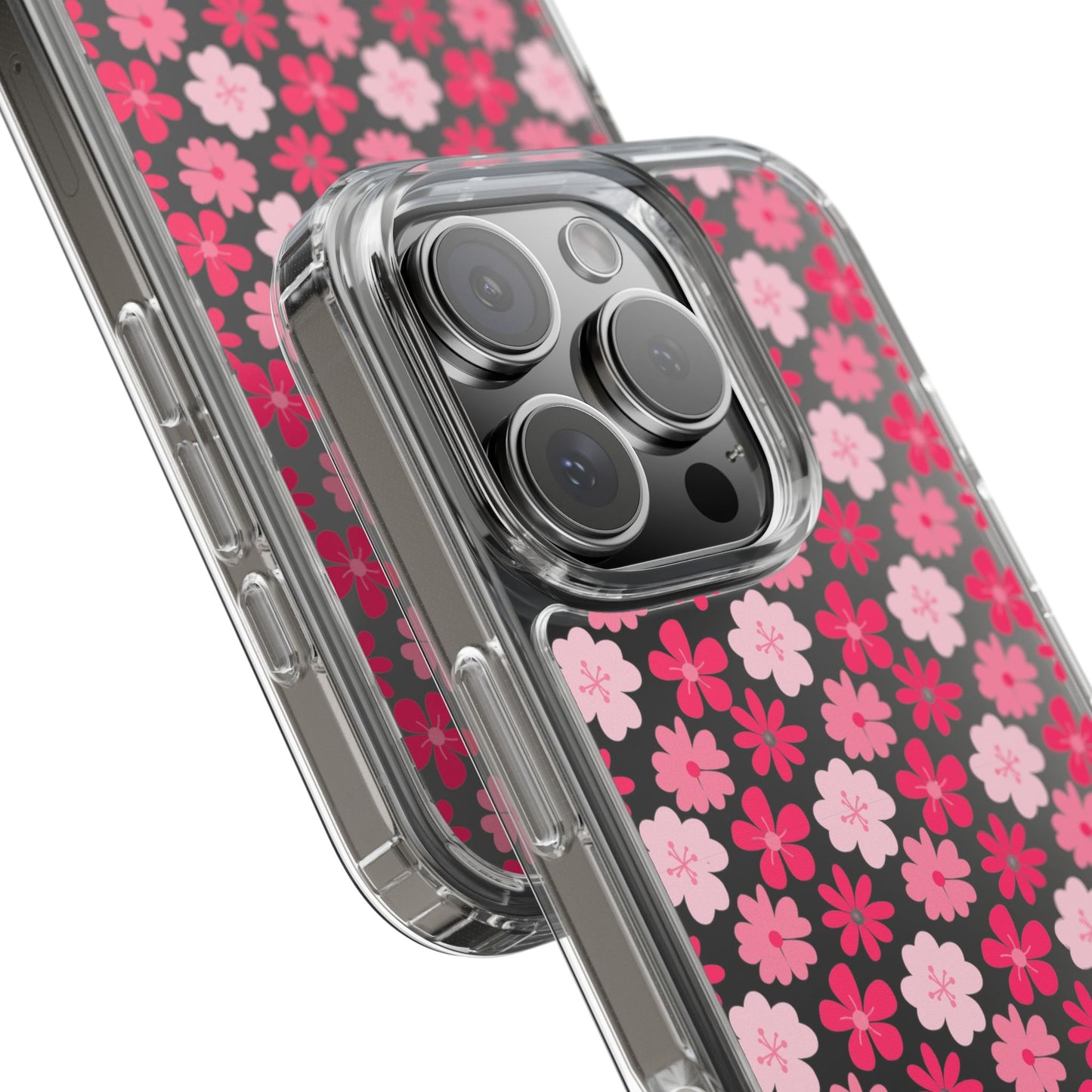 Pink Floral - Clear Phone Case