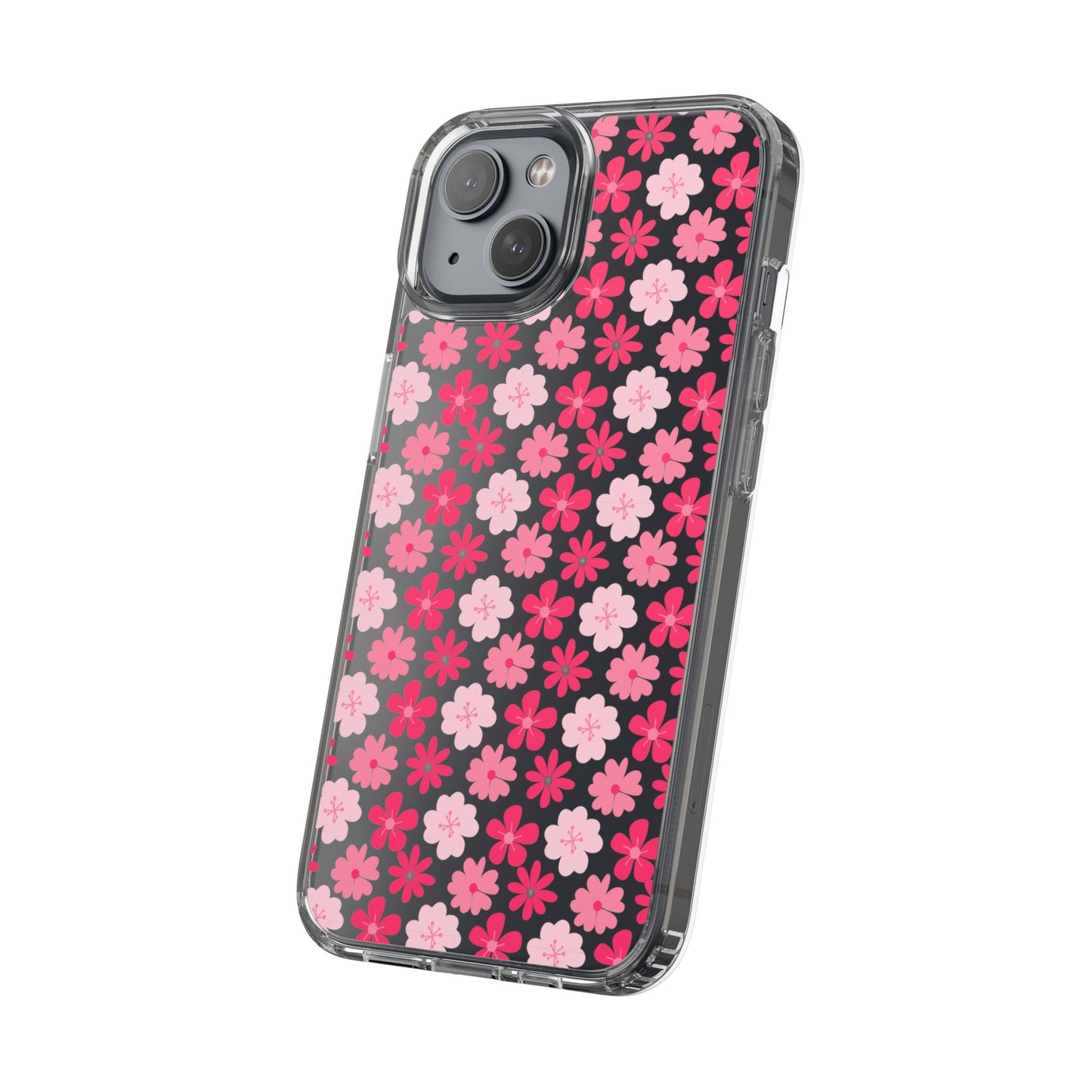 Pink Floral - Clear Phone Case