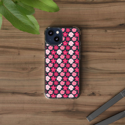 Pink Floral - Clear Phone Case