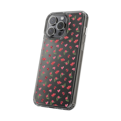 Ladybug and Flowers - Clear Phone Case