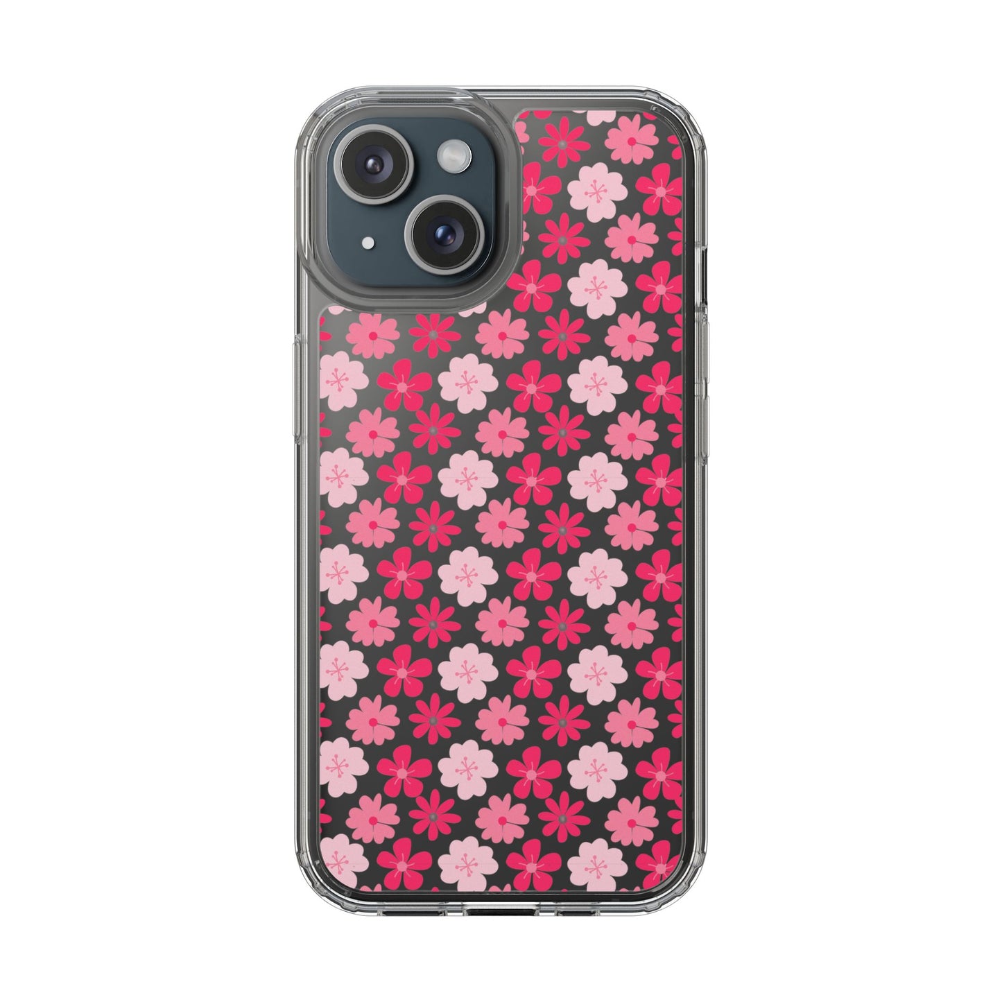 Pink Floral - Clear Phone Case