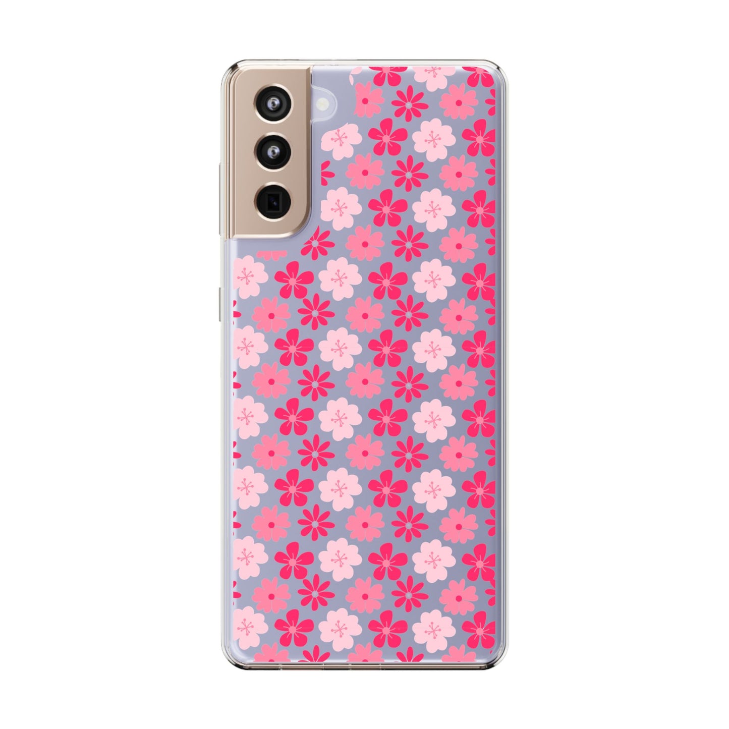 Pink Floral - Clear Phone Case