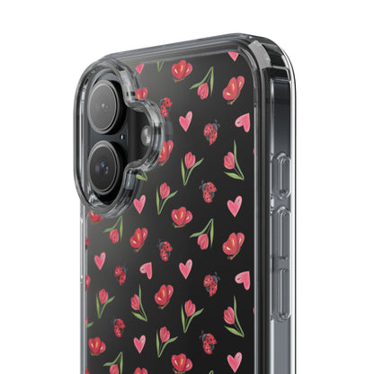 Ladybug and Flowers - Clear Phone Case